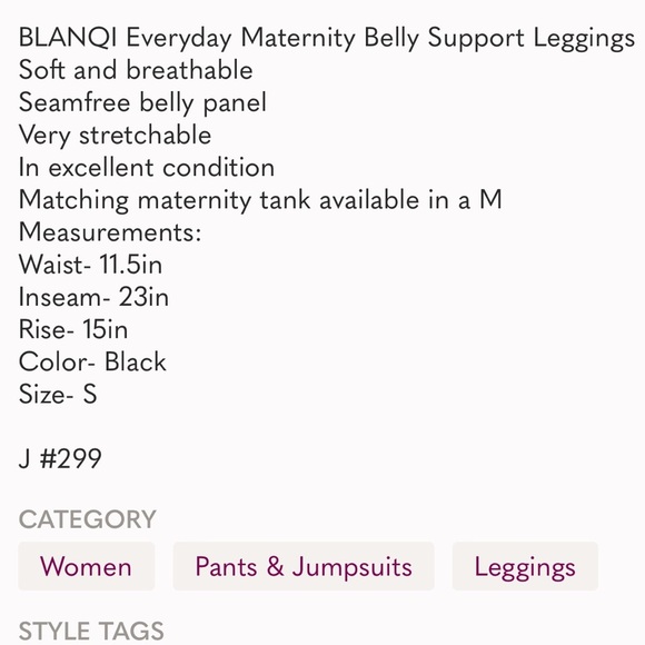 BLANQI Everyday Maternity Belly Support Leggings Black Size Medium Pregnancy - Picture 7 of 8